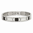 Stainless Steel Polished Black Carbon Fiber Inlay 8.75in Bracelet