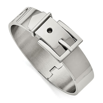Stainless Steel Polished Hinged Buckle Bangle