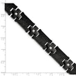 Stainless Steel Brushed/Polished Black IP-plated w/CZ 8in Bracelet