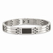 Stainless Steel Brushed & Polished Black Carbon Fiber Inlay 8.5in Bracelet