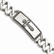 Stainless Steel Polished and Antiqued Cross Bracelet