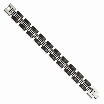 Stainless Steel Brushed and Polished Black IP-plated Bracelet