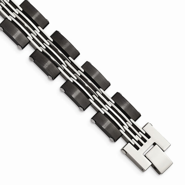Stainless Steel Brushed and Polished Black IP-plated Bracelet