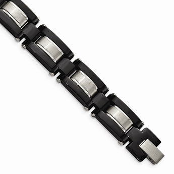 Stainless Steel Black IP-plated Polished and Satin Bracelet