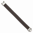 Stainless Steel Polished Brown Leather Bracelet