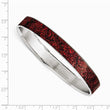 Stainless Steel Polished Red/Black Enameled Wide Bangle