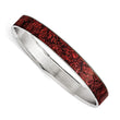 Stainless Steel Polished Red/Black Enameled Wide Bangle