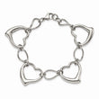 Stainless Steel Polished Hearts Bracelet