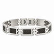 Stainless Steel Polished Black Carbon Fiber Inlay 9in Bracelet