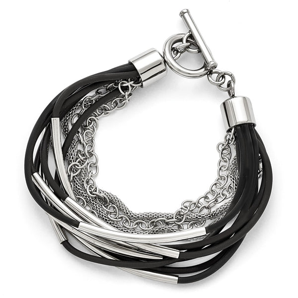 Stainless Steel Black Rubber Multi-layer Bracelet