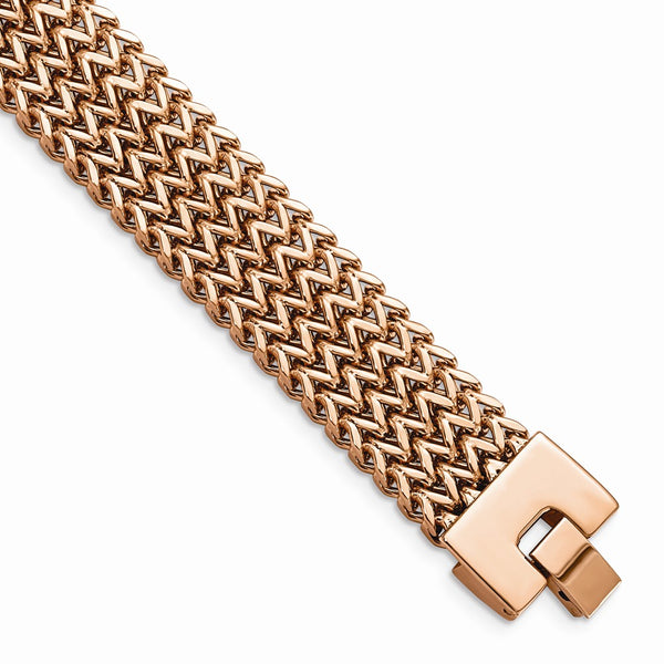 Stainless Steel Brushed Rose IP-plated Woven Bracelet