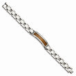 Stainless Steel Polished/Brushed Wood Inlay Enameled Bracelet