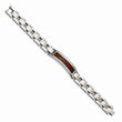 Stainless Steel Polished/Brushed Red/Orange Wood Inlay Enameled Bracelet