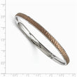 Stainless Steel Polished/Laser Cut Brown IP-plated Hammered Bangle