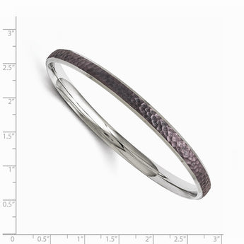 Stainless Steel Polished/Laser Cut Purple IP-plated Hammered Bangle