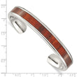 Stainless Steel Polished Red Wood Inlay Bangle