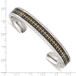 Stainless Steel Polished Carbon Fiber Inlay/Yellow IP-plated Cross Bangle