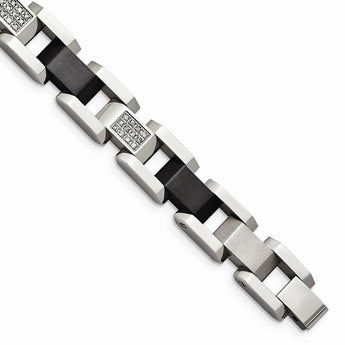 Stainless Steel Polished/Matte IP-plated 1/2ct tw. Diamond Bracelet