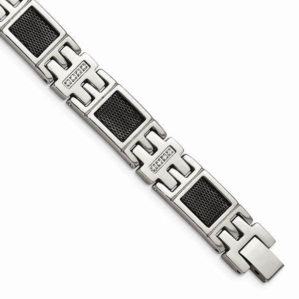 Stainless Steel Black IP-plated Mesh1/3ct tw. Diamond Bracelet