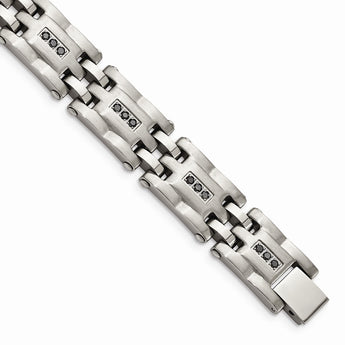 Stainless Steel Polished/Brushed 3/4ct tw. Diamond Bracelet