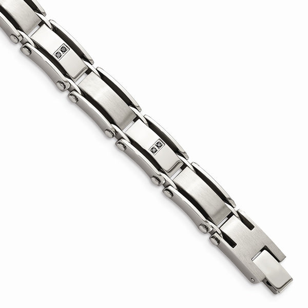 Stainless Steel Polished/Brushed 1/10ct tw. Diamond Bracelet