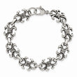Stainless Steel Polished and Antiqued Fleur de Lis Bracelet