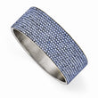 Stainless Steel Polished Blue Enamel w/Crystals Wide Flat Bangle