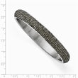 Stainless Steel Polished Black Enamel Clear Crystal Rounded Bracelet