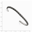 Stainless Steel Polished/Antiqued Floral Thin Cuff Bangle