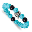 Stainless Steel Antiqued Skull w/Turquoise and Black Onyx Bracelet