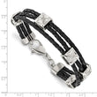 Stainless Steel Polished Leather Bracelet