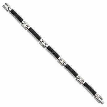 Stainless Steel Polished and Brushed Black IP-plated Bracelet