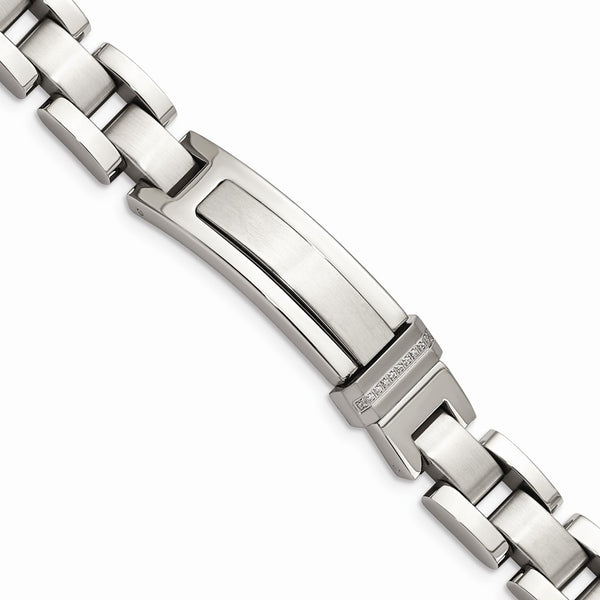 Stainless Steel Brushed & Polished with CZs Bracelet