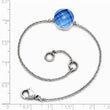 Stainless Steel Polished Blue Glass w/1in ext Bracelet