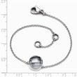 Stainless Steel Polished Grey Glass w/1in ext Bracelet