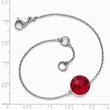 Stainless Steel Polished Red Glass w/1in ext Bracelet