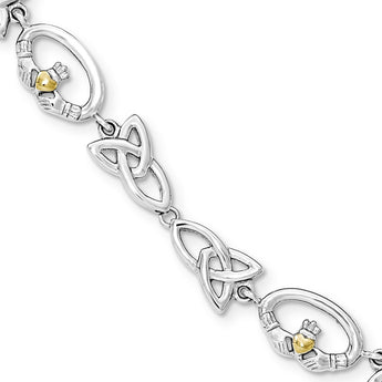 Stainless Steel Polished Yellow IP-plated Claddagh Bracelet
