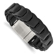 Stainless Steel Brushed Black Leather Bracelet