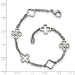 Stainless Steel Cross & Clovers Bracelet