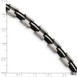 Stainless Steel Black Rubber 8.75in Bracelet