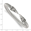 Stainless Steel Antiqued and Polished Eagle Cuff Bangle