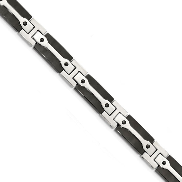 Stainless Steel Polished Black IP-plated 9 inch Bracelet