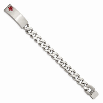 Stainless Steel Brushed Enameled 8 inch Medical ID Bracelet