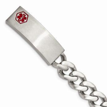 Stainless Steel Brushed Enameled 8 inch Medical ID Bracelet