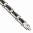 Stainless Steel Polished Black Carbon Fiber Inlay w/CZ 8.5 inch Bracelet
