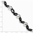 Stainless Steel Black Rubber 9in Bracelet