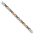 Stainless Steel Black and Orange Rubber 8.5in Bracelet