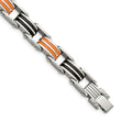 Stainless Steel Black and Orange Rubber 8.5in Bracelet