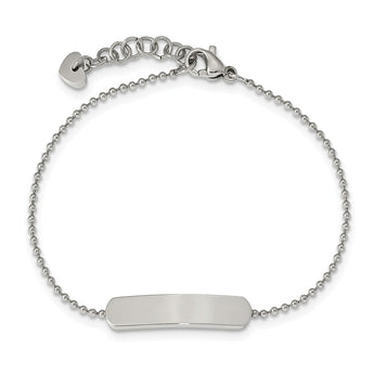 Stainless Steel Polished 7 inch w/1 inch ext. ID Bracelet