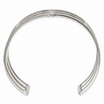 Stainless Steel Polished CZ Cuff Bangle